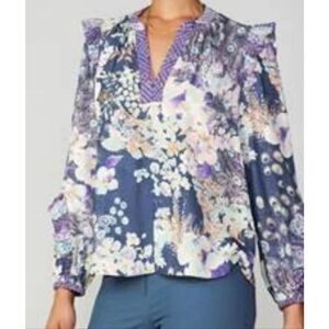 Anthropologie Current Air Boho Pullover Blouse Top Women’s Size Medium Peacock
